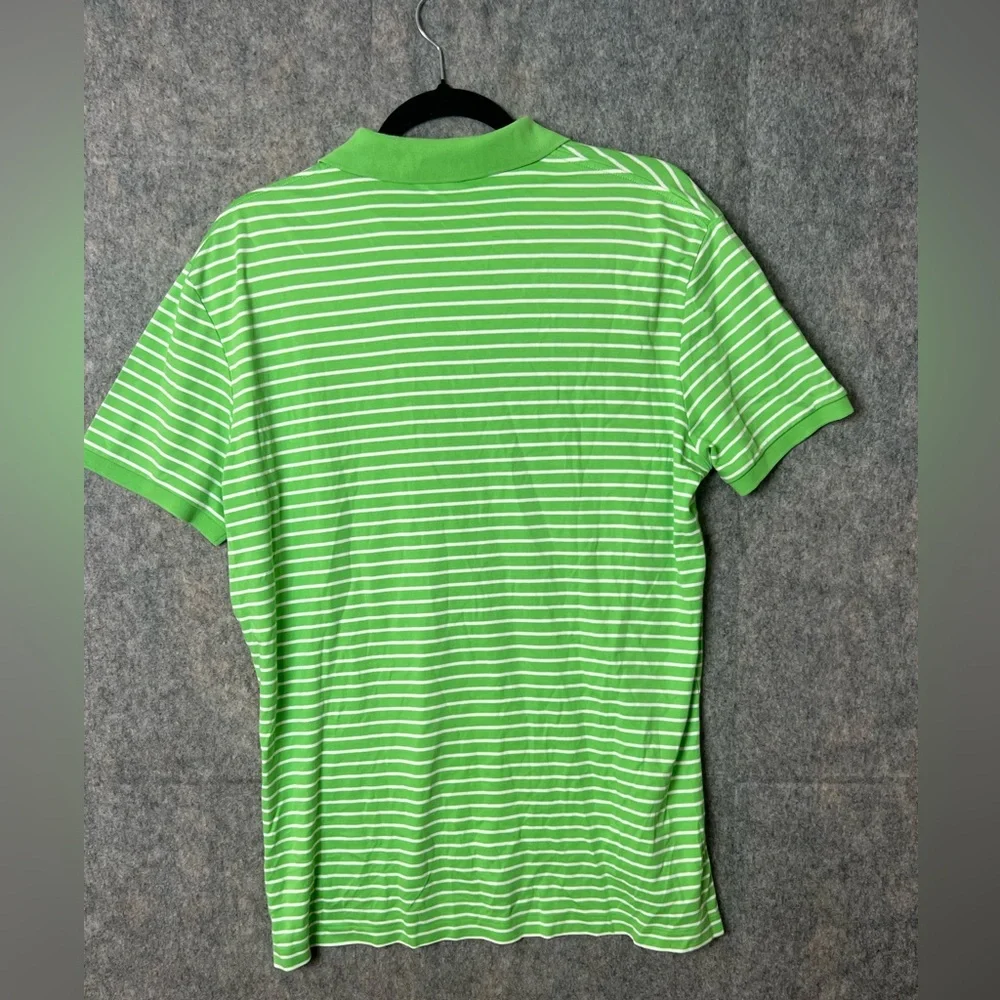 Polo by Ralph Lauren Green Striped Men's Large Pima‎ Soft Polo Shirt